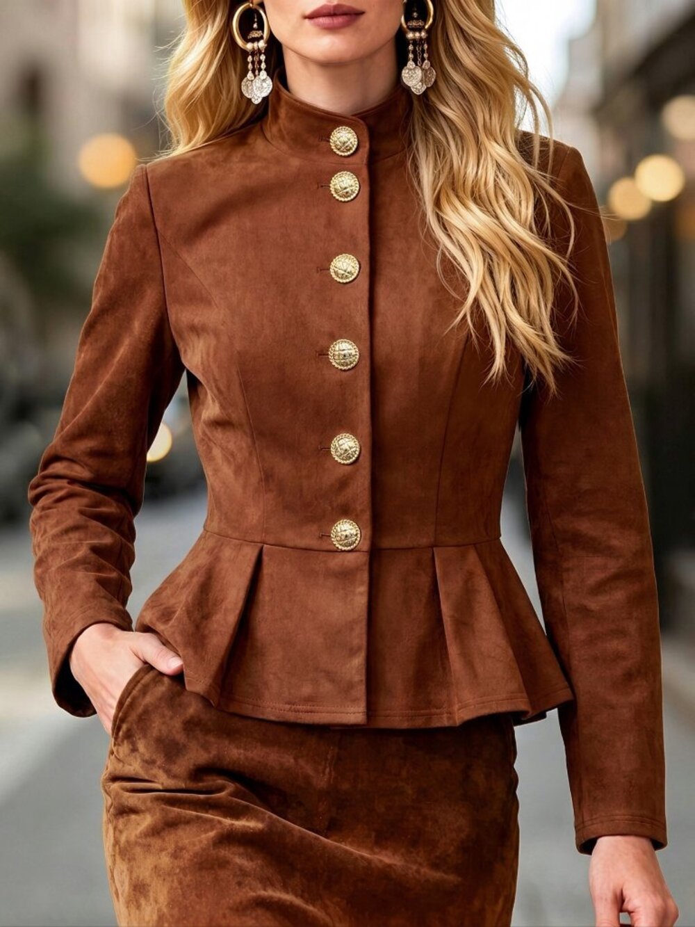 Brown Elegant Women's Blouse